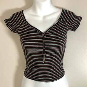 Active USA Striped Cropped Top Size Medium